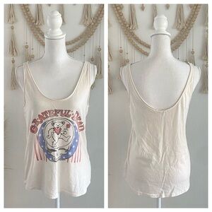 Junk Food Grateful Dead cream tank top scoop neck shirt vintage band tee small